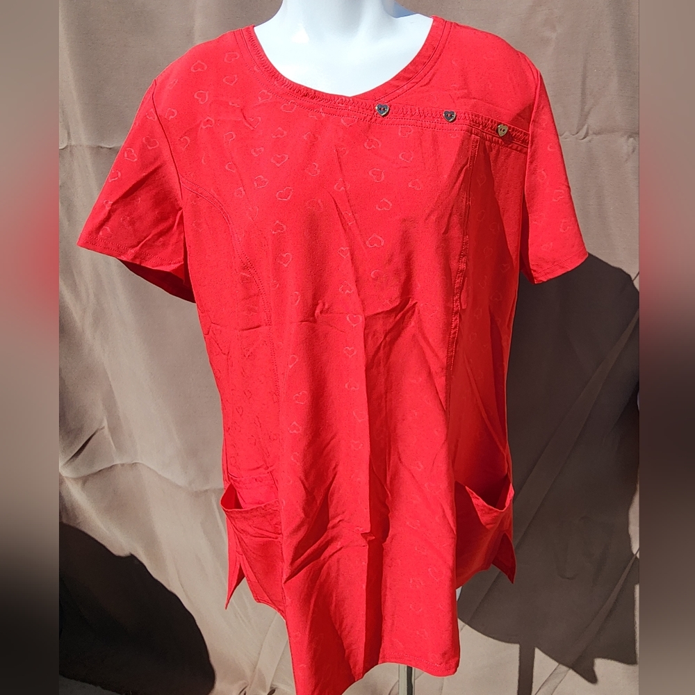Heart & Soul Red Scrub Top